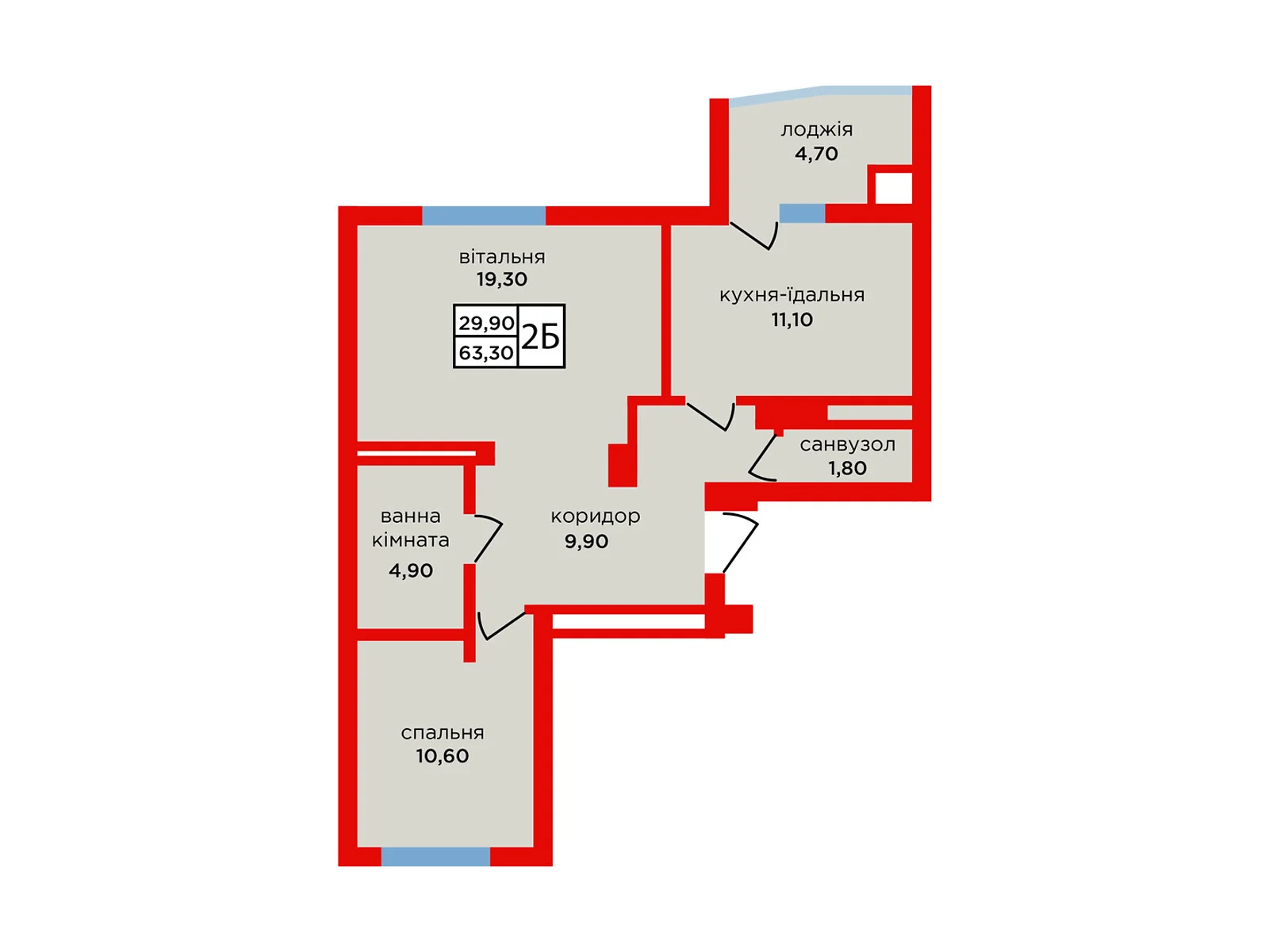 2-комнатная квартира 63.3 кв. м в Тернополе, цена: 37711 $