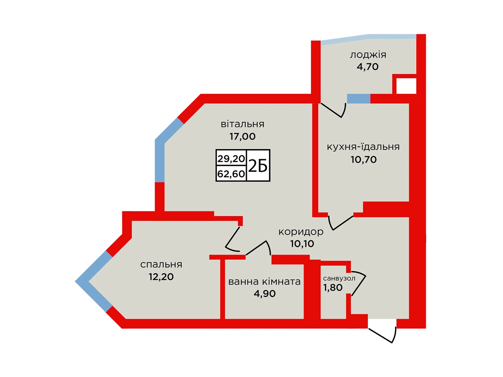 2-кімнатна квартира 62.6 кв. м у Тернополі, вул. Підволочиське шосе