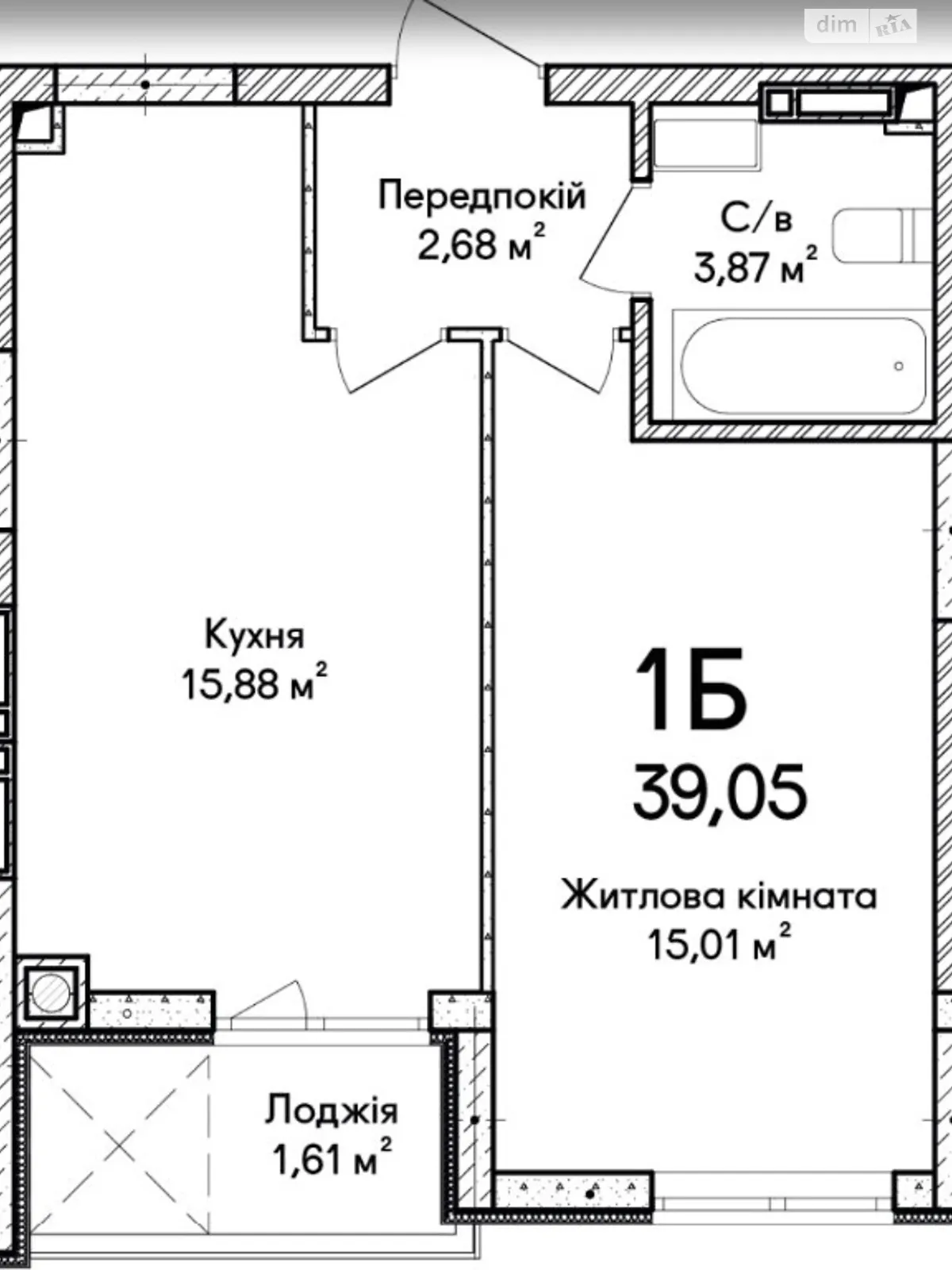 Продается 1-комнатная квартира 39.05 кв. м в Ирпене, ул. Достоевского - фото 1