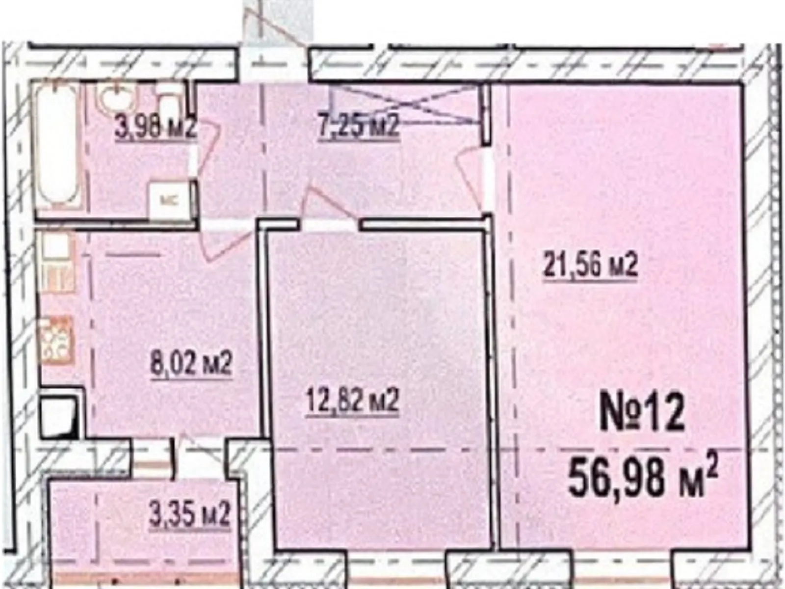 Продается 2-комнатная квартира 57 кв. м в Зарванцах