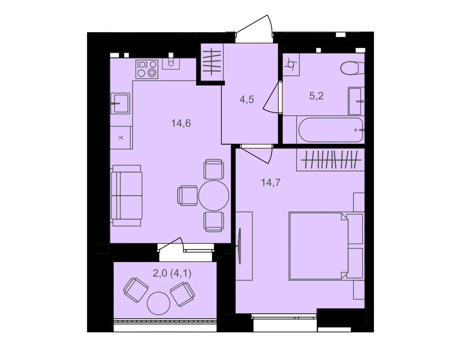 Продается 1-комнатная квартира 41 кв. м в Виннице