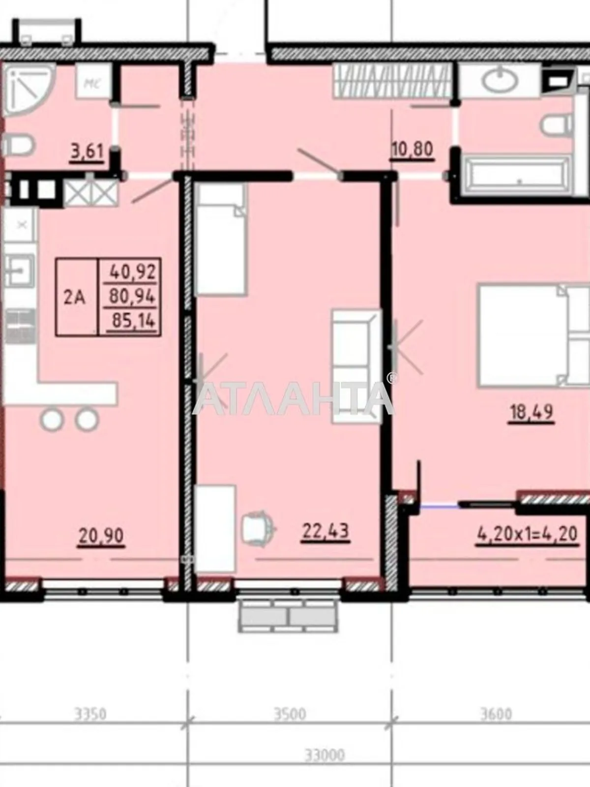 Продається 2-кімнатна квартира 85.14 кв. м у Одесі - фото 2