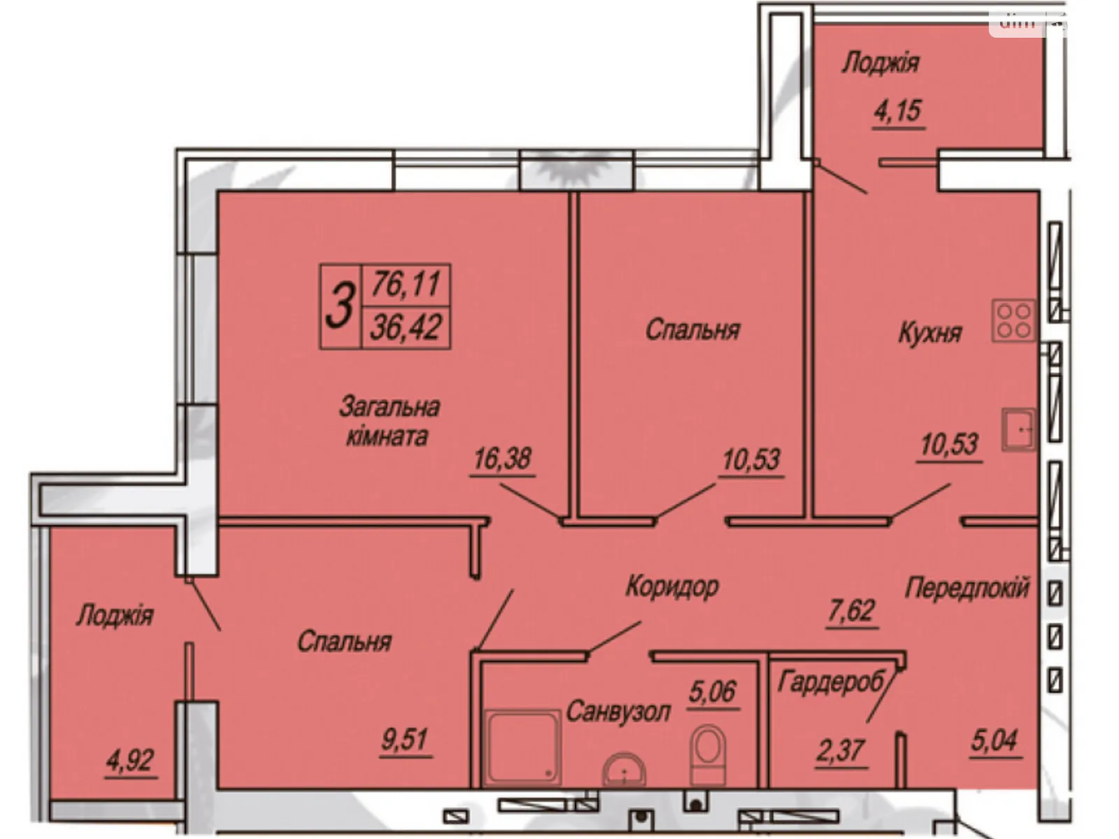 Продается 3-комнатная квартира 76.11 кв. м в Житомире, ул. Евгения Рыхлика, 11К