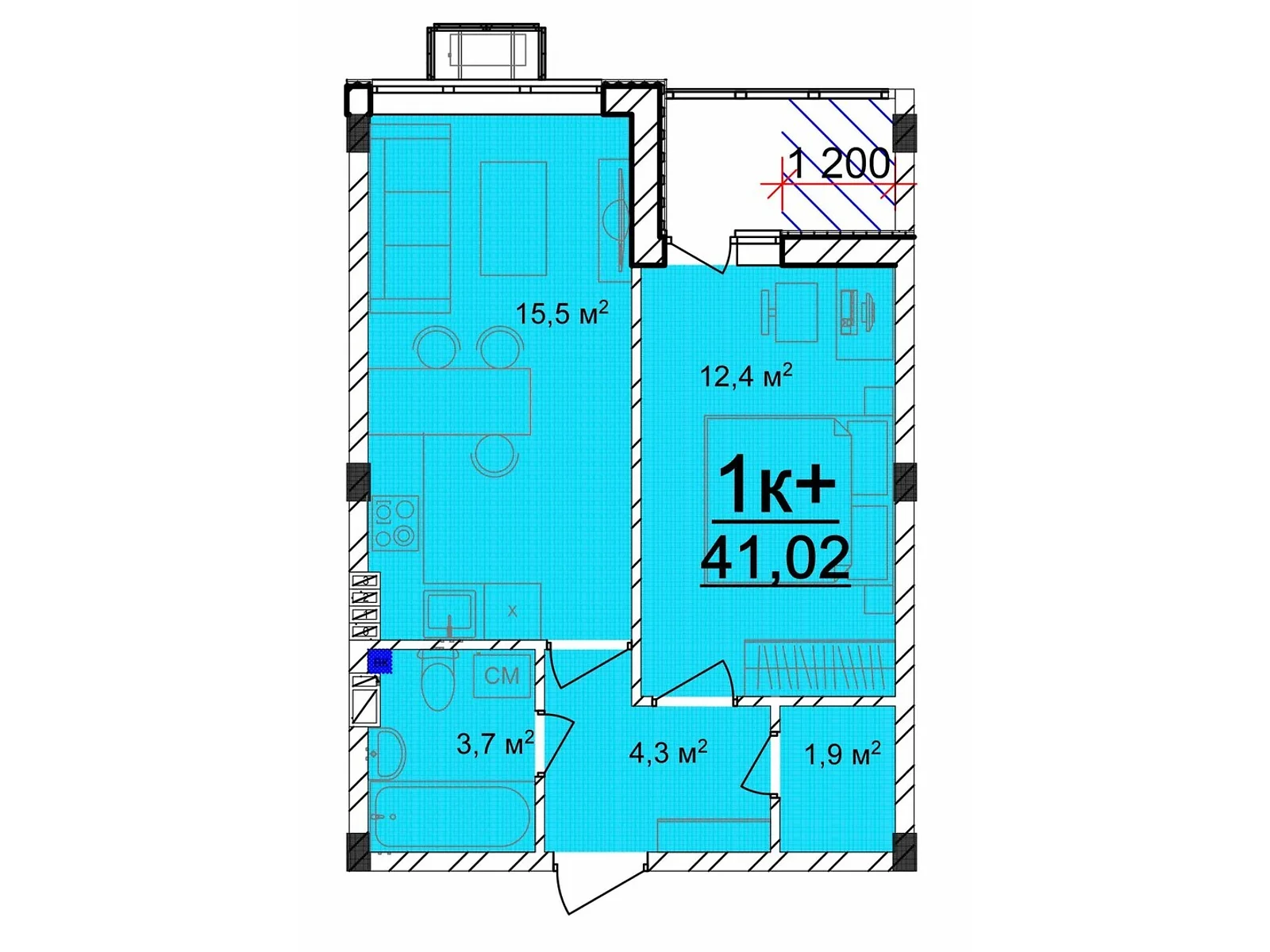 Продается 1-комнатная квартира 41.02 кв. м в Великодолинском, вул. Мариинская, 1