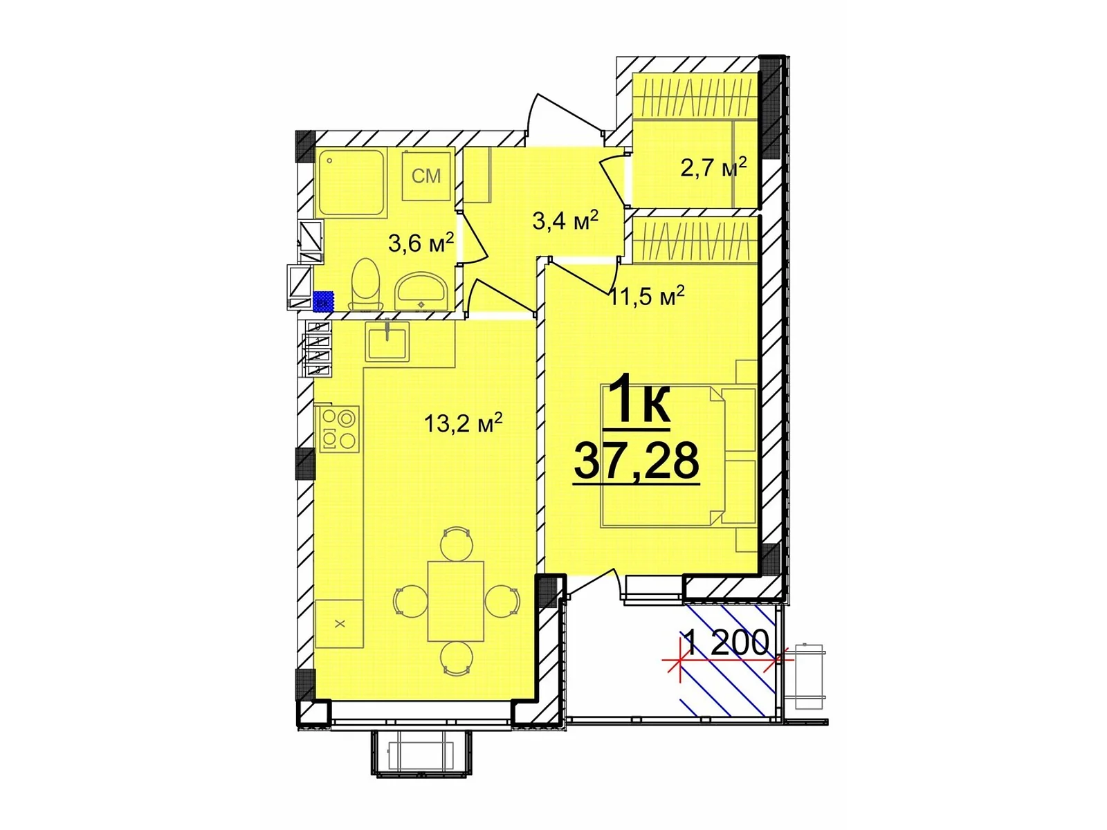 Продается 1-комнатная квартира 37.28 кв. м в Великодолинском, цена: 21622 $