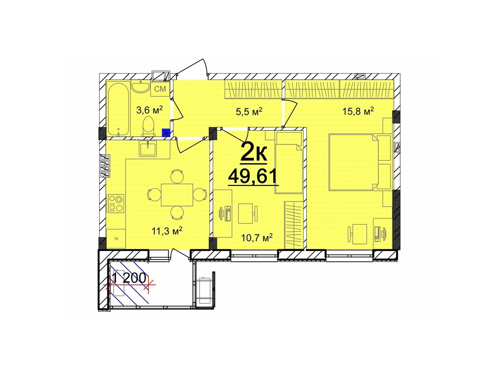 Продается 2-комнатная квартира 49.61 кв. м в Великодолинском, ул. Мариинская, 1