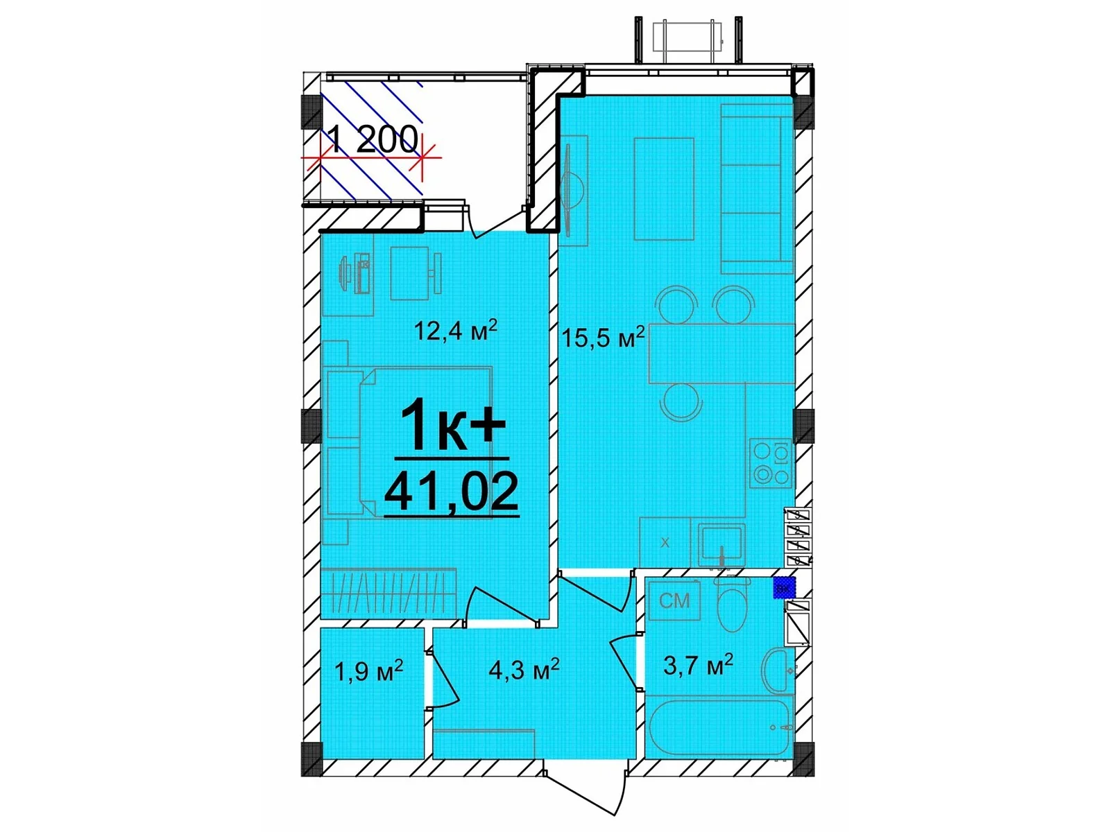 Продається 1-кімнатна квартира 41.02 кв. м у Великодолинському, вул. Маріїнська, 1 - фото 1