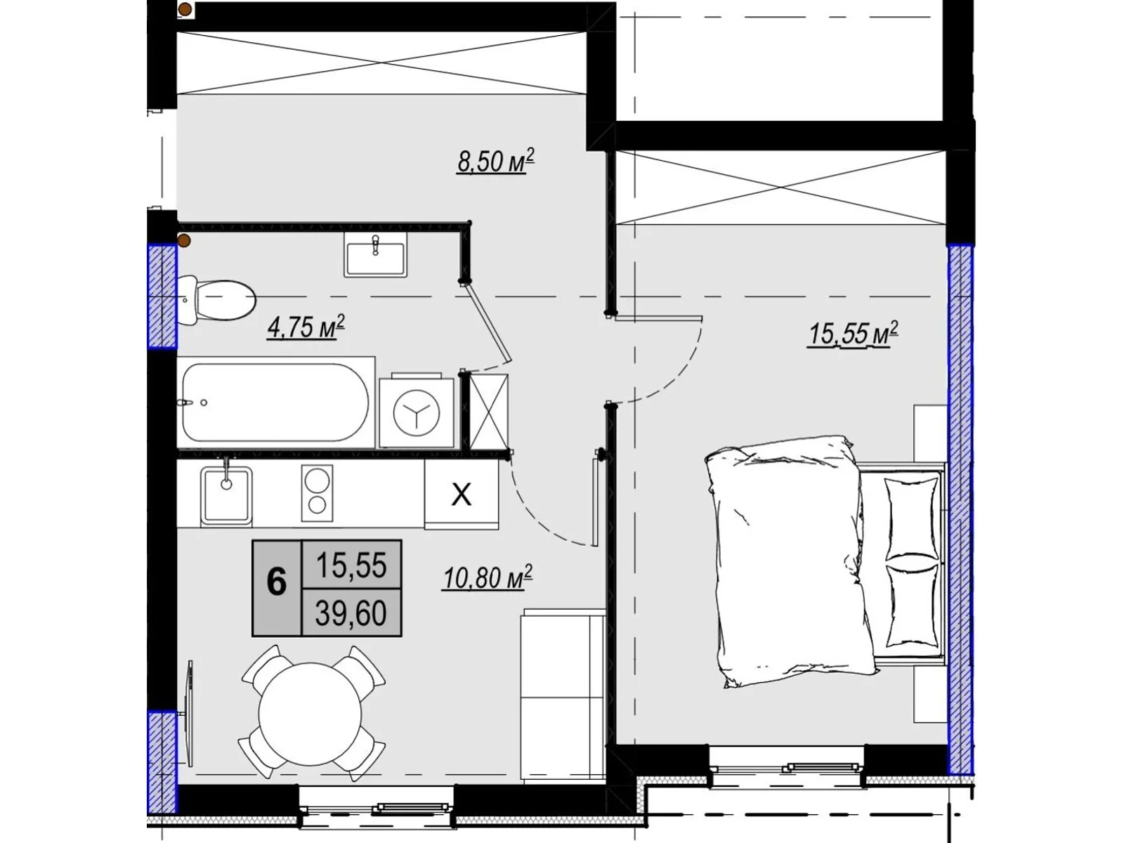 Продається 1-кімнатна квартира 39.6 кв. м у Чабанах, цена: 33645 $