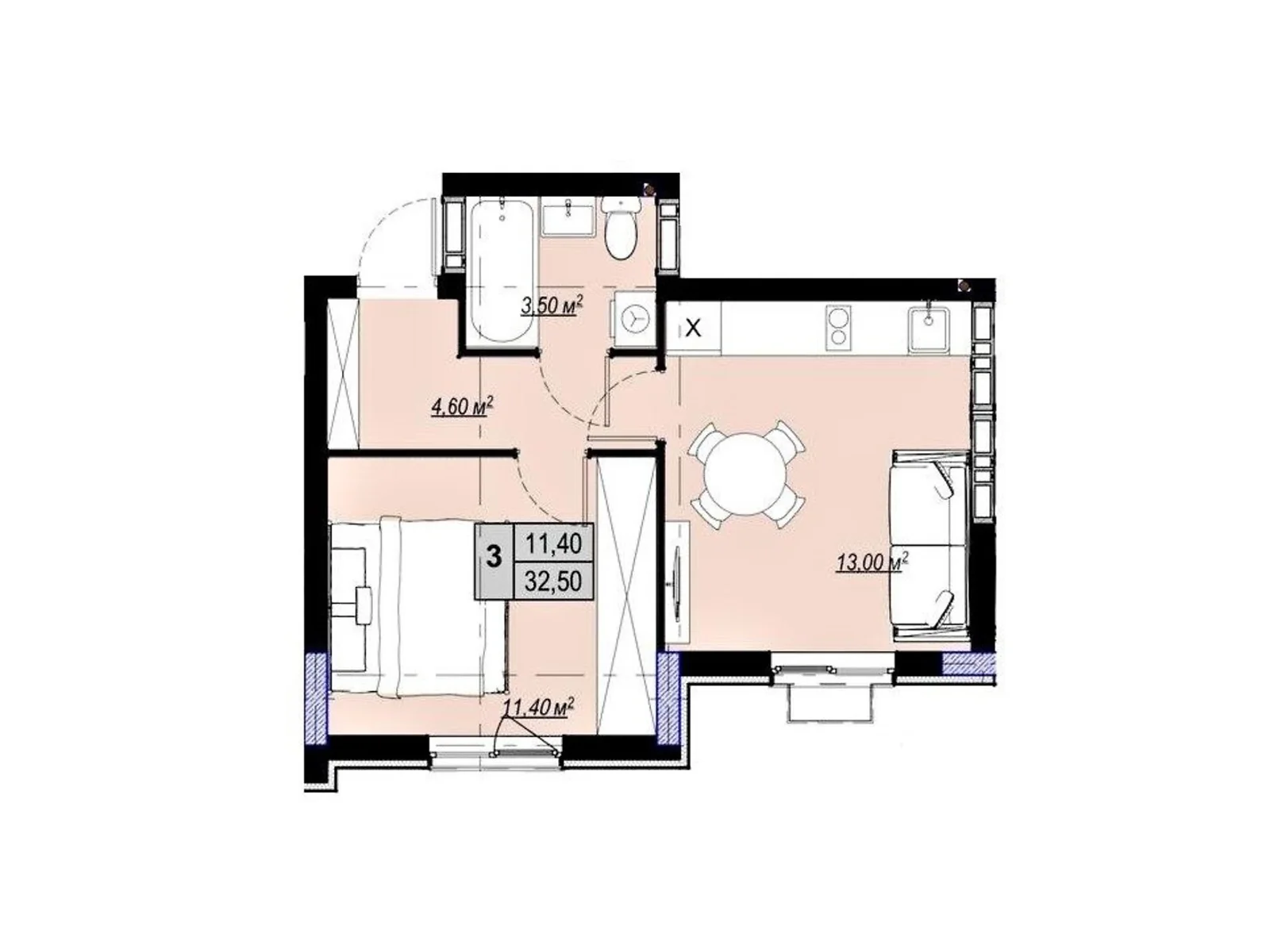 Продается 1-комнатная квартира 32.5 кв. м в Чабанах, ул. Покровская(Кирова), 52