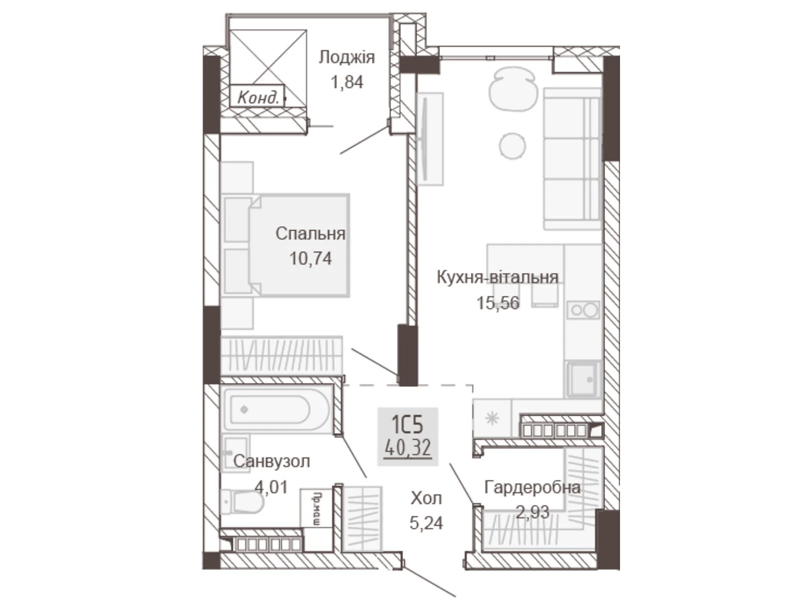 Продается 1-комнатная квартира 40.03 кв. м в Ровно, ул. Вышиванки(Орлова), 2 - фото 1