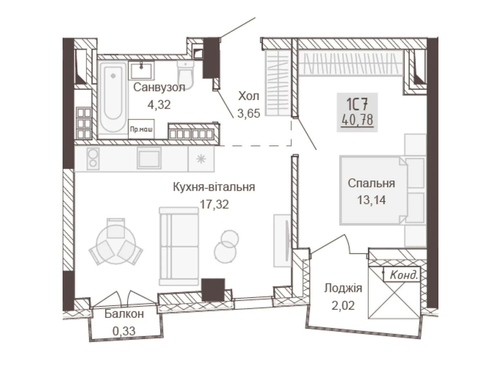 Продается 1-комнатная квартира 40.78 кв. м в Ровно, ул. Вышиванки(Орлова), 2