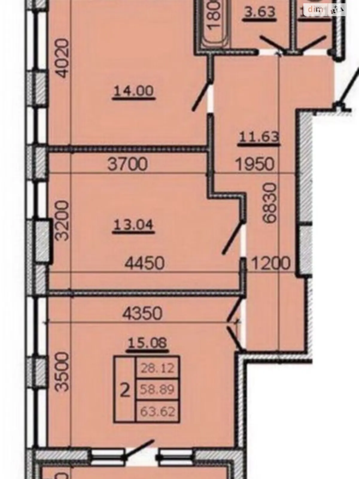 2-комнатная квартира 64 кв. м в Тернополе, ул. Шептицкого Андрея Митрополита - фото 1