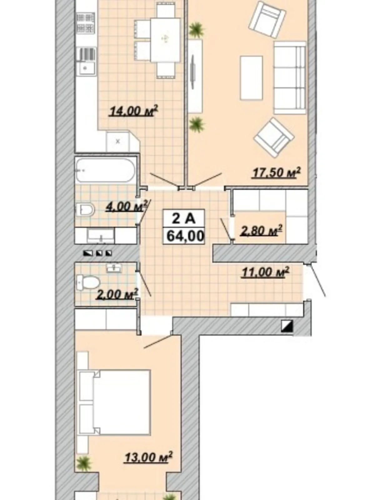 Продається 2-кімнатна квартира 64 кв. м у Івано-Франківську, цена: 47600 $