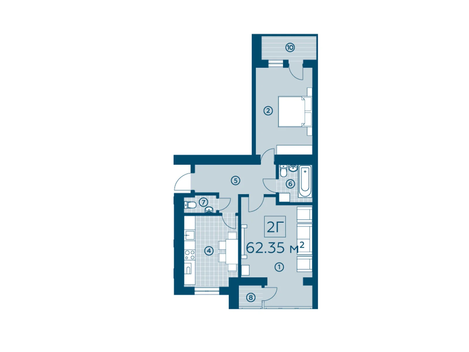 Продается 2-комнатная квартира 61.67 кв. м в Буче, цена: 46252 $