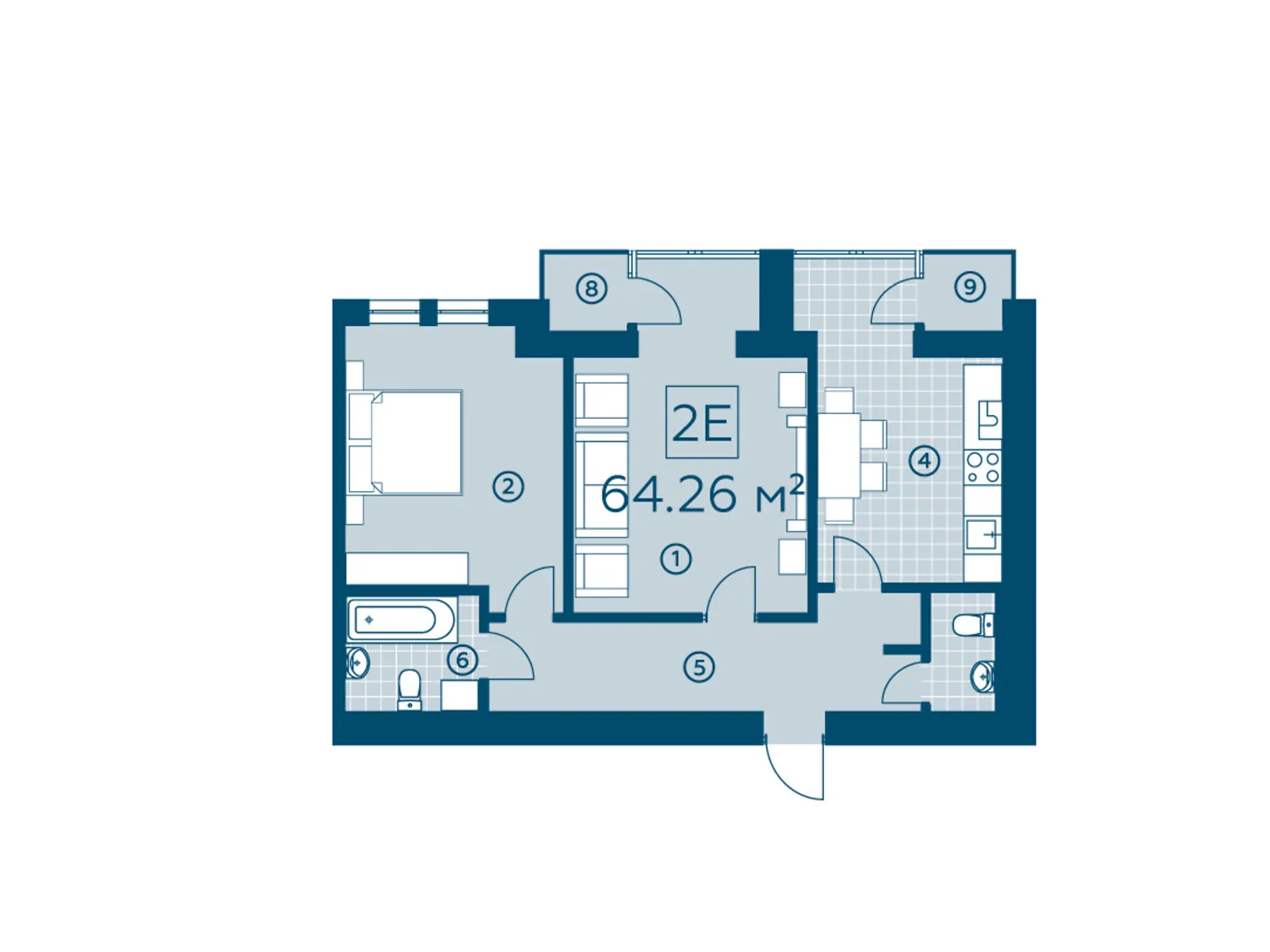 Продается 2-комнатная квартира 64.26 кв. м в Буче, цена: 48195 $