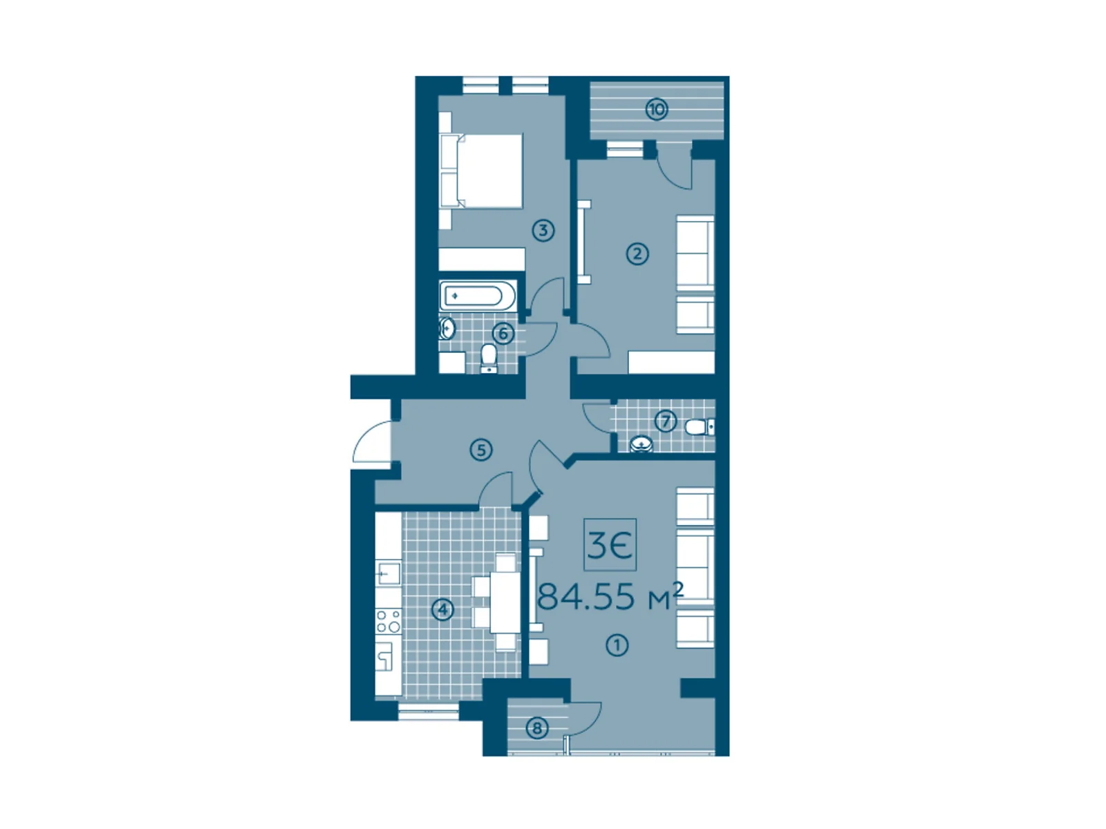 Продается 3-комнатная квартира 81.5 кв. м в Буче, цена: 61125 $