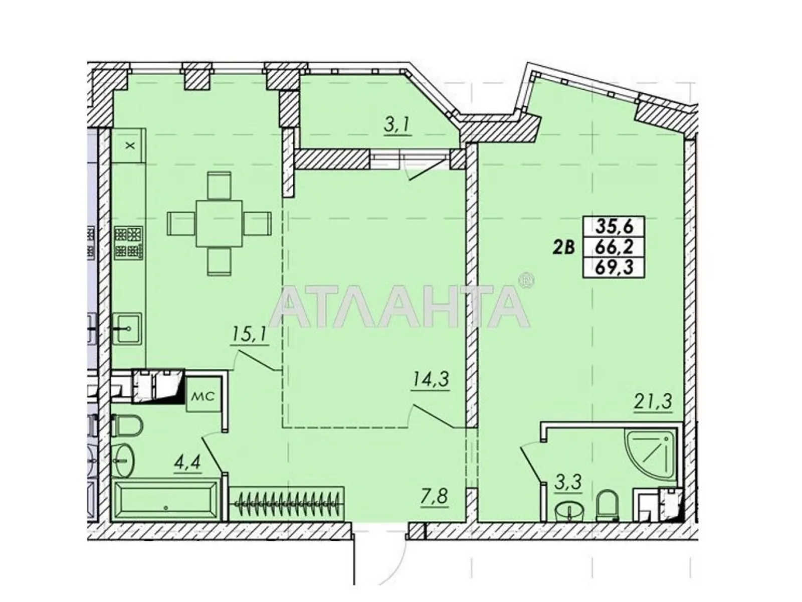 Продается 2-комнатная квартира 69.3 кв. м в Одессе, ул. Прохоровская