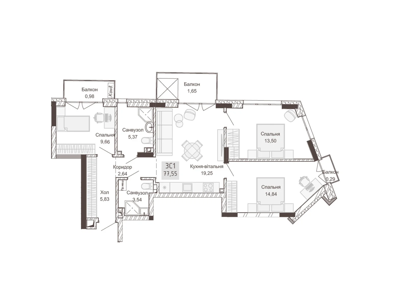 Продается 3-комнатная квартира 76.54 кв. м в Ровно, цена: 121500 $