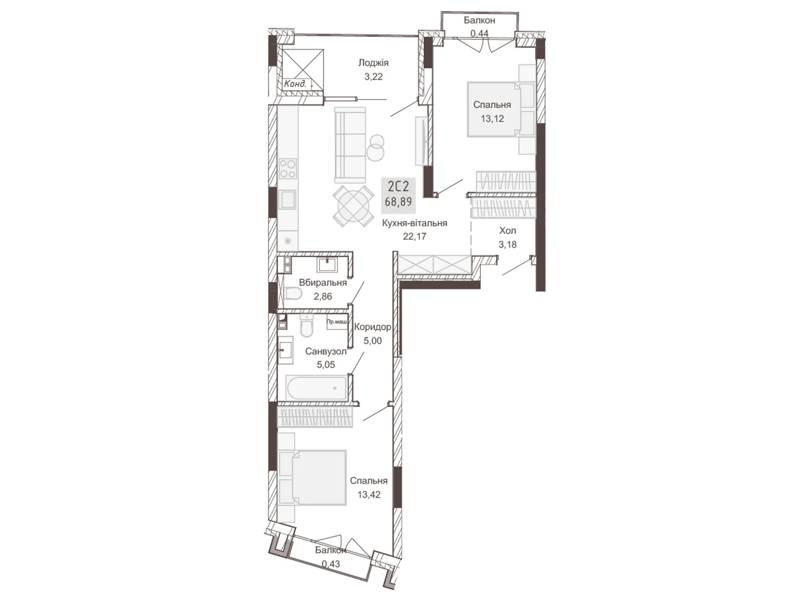 Продается 2-комнатная квартира 68.15 кв. м в Ровно, цена: 111500 $