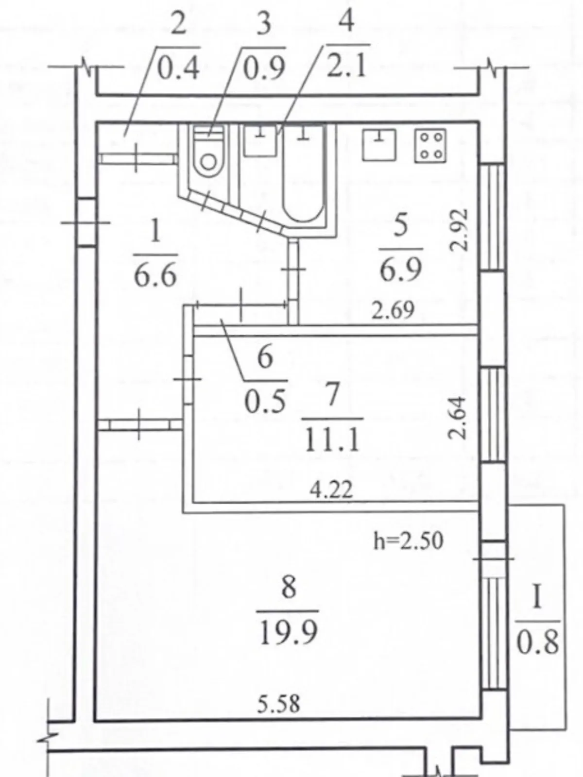 Продается 2-комнатная квартира 49 кв. м в Днепре, ул. Строителей, 20А