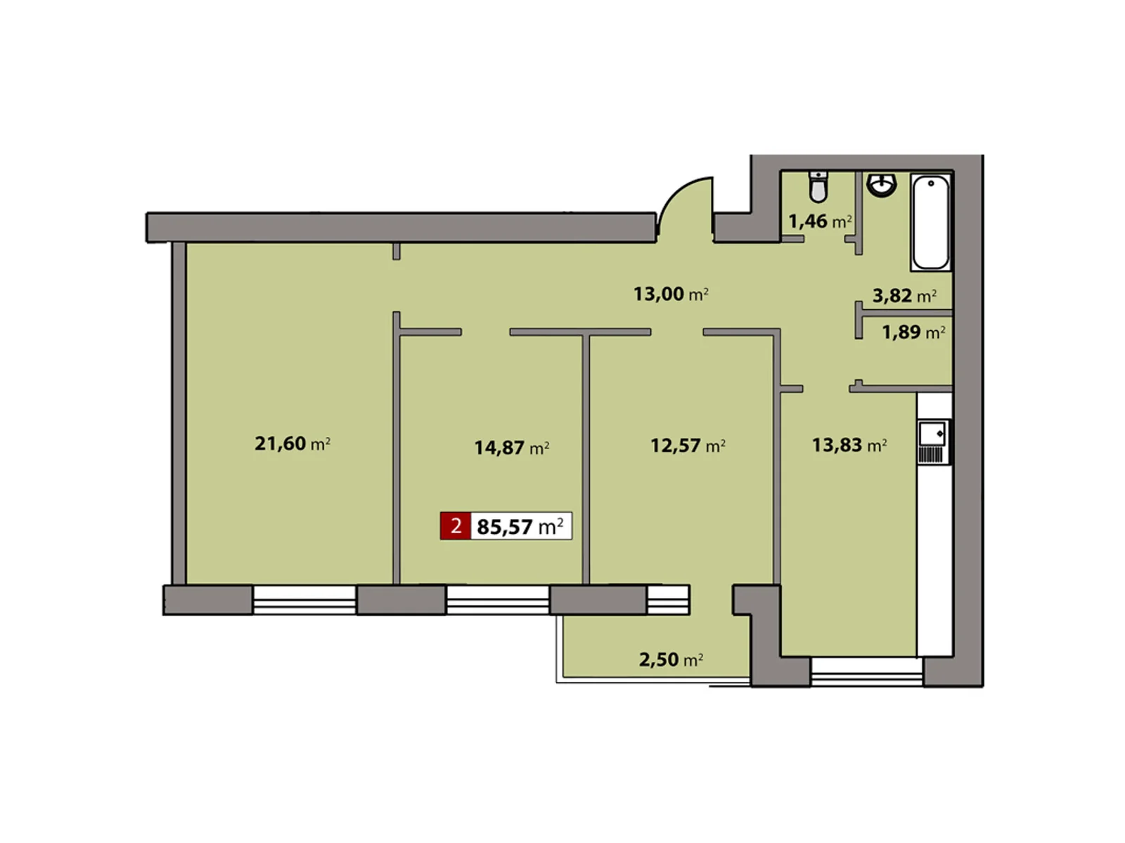 Продается 3-комнатная квартира 85.57 кв. м в Черкассах