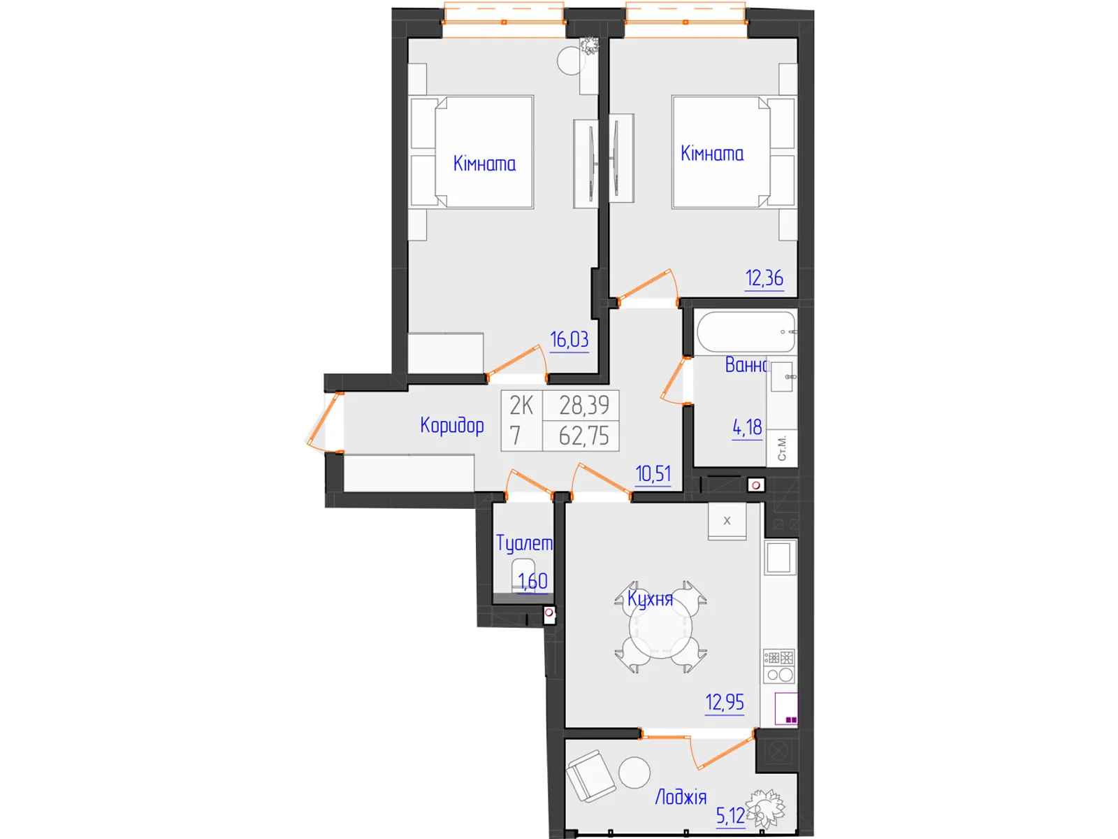 Продається 2-кімнатна квартира 62.75 кв. м у Чернівцях, цена: 56475 $