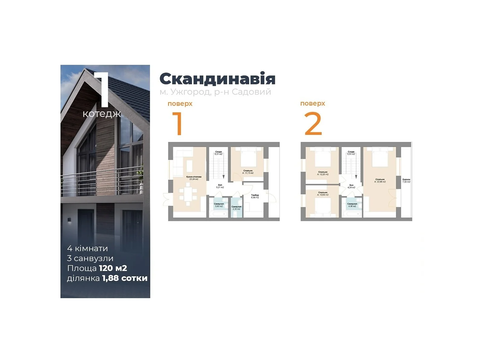 Продается дом на 2 этажа 120 кв. м с террасой, цена: 93400 $