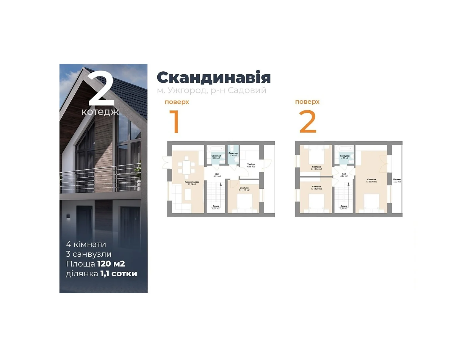 Продается дом на 2 этажа 120 кв. м с террасой, цена: 85000 $