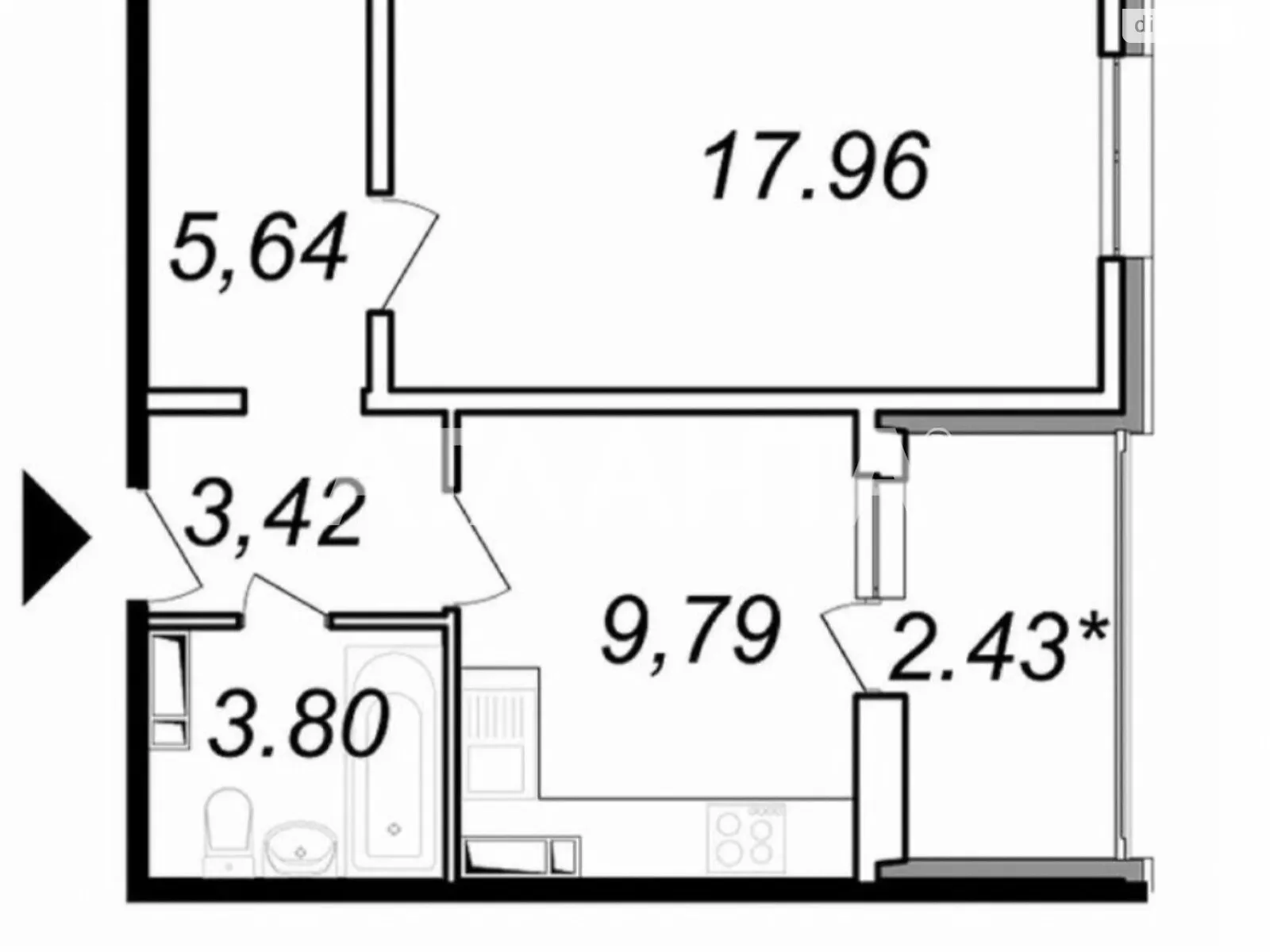 Продается 1-комнатная квартира 44.6 кв. м в Киеве, ул. Сергeя Данченко, 3