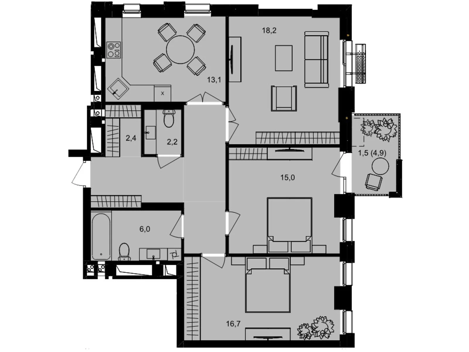 Продается 3-комнатная квартира 89 кв. м в Виннице, пер. Кирпичный, 12