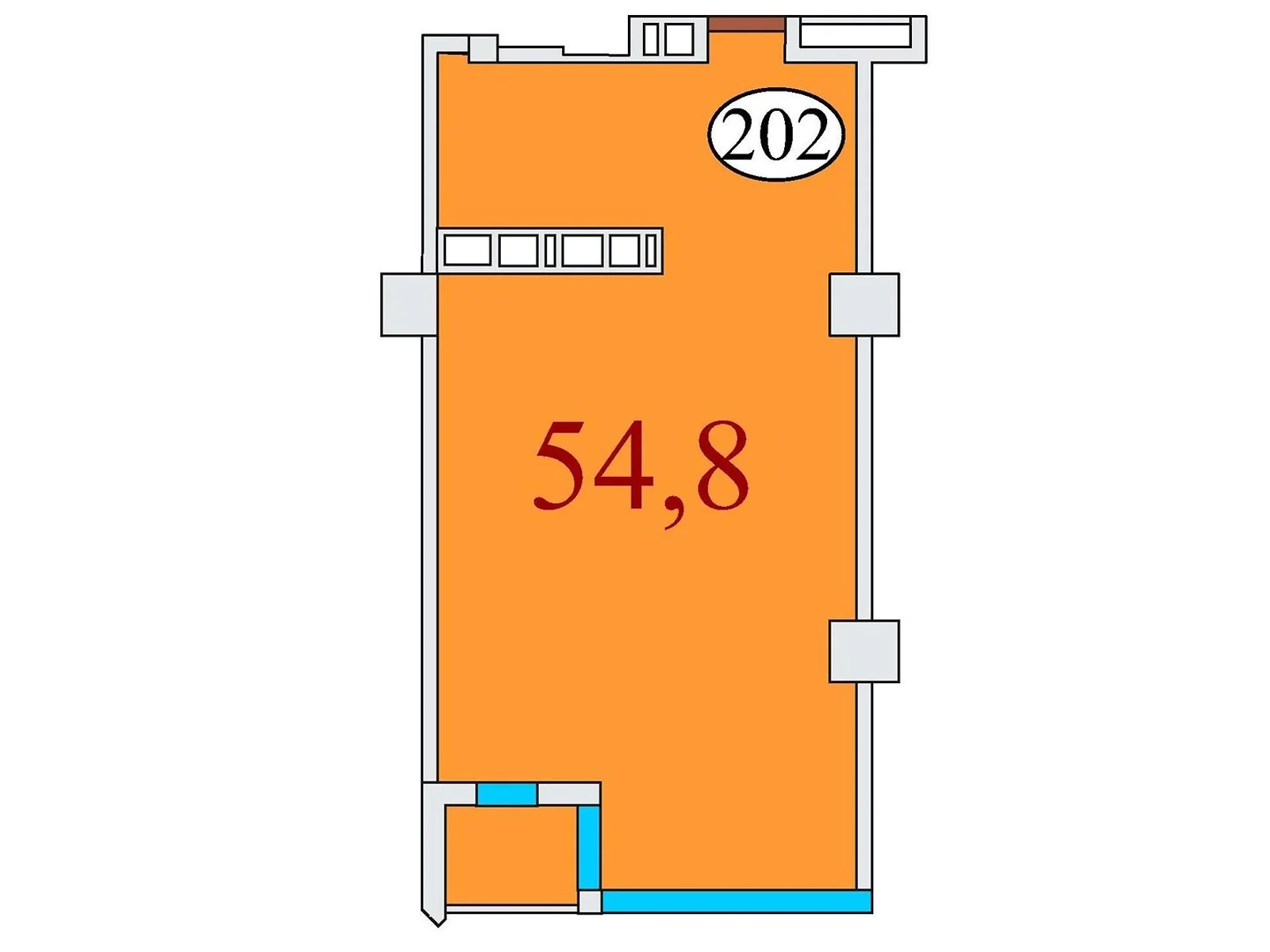 Продається 1-кімнатна квартира 54.8 кв. м у Дніпрі, вул. Айдарівська, 15