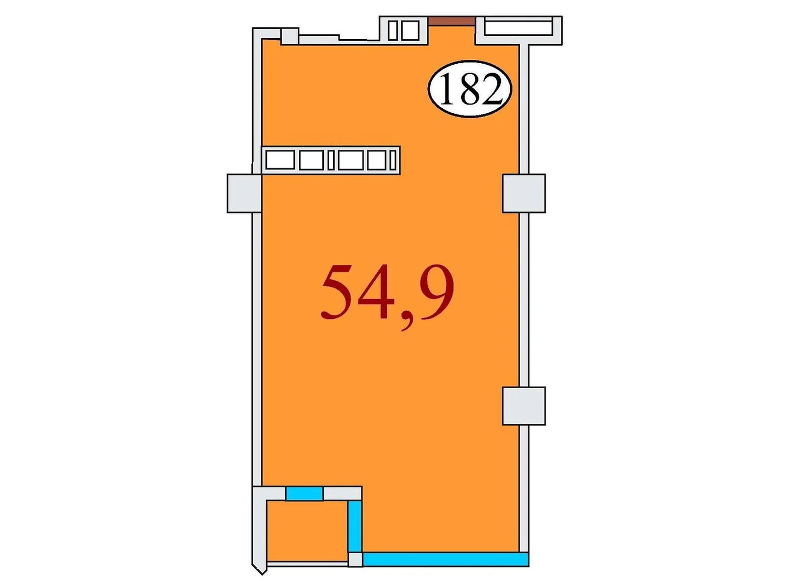 Продається 1-кімнатна квартира 54.9 кв. м у Дніпрі, вул. Айдарівська, 15