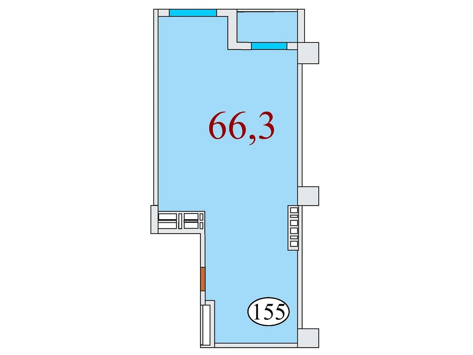 Продается 1-комнатная квартира 66.3 кв. м в Днепре, ул. Айдаривська, 15