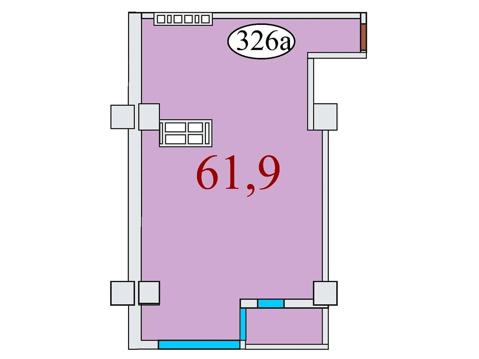 Продается 1-комнатная квартира 61.9 кв. м в Днепре, ул. Айдаривська, 15