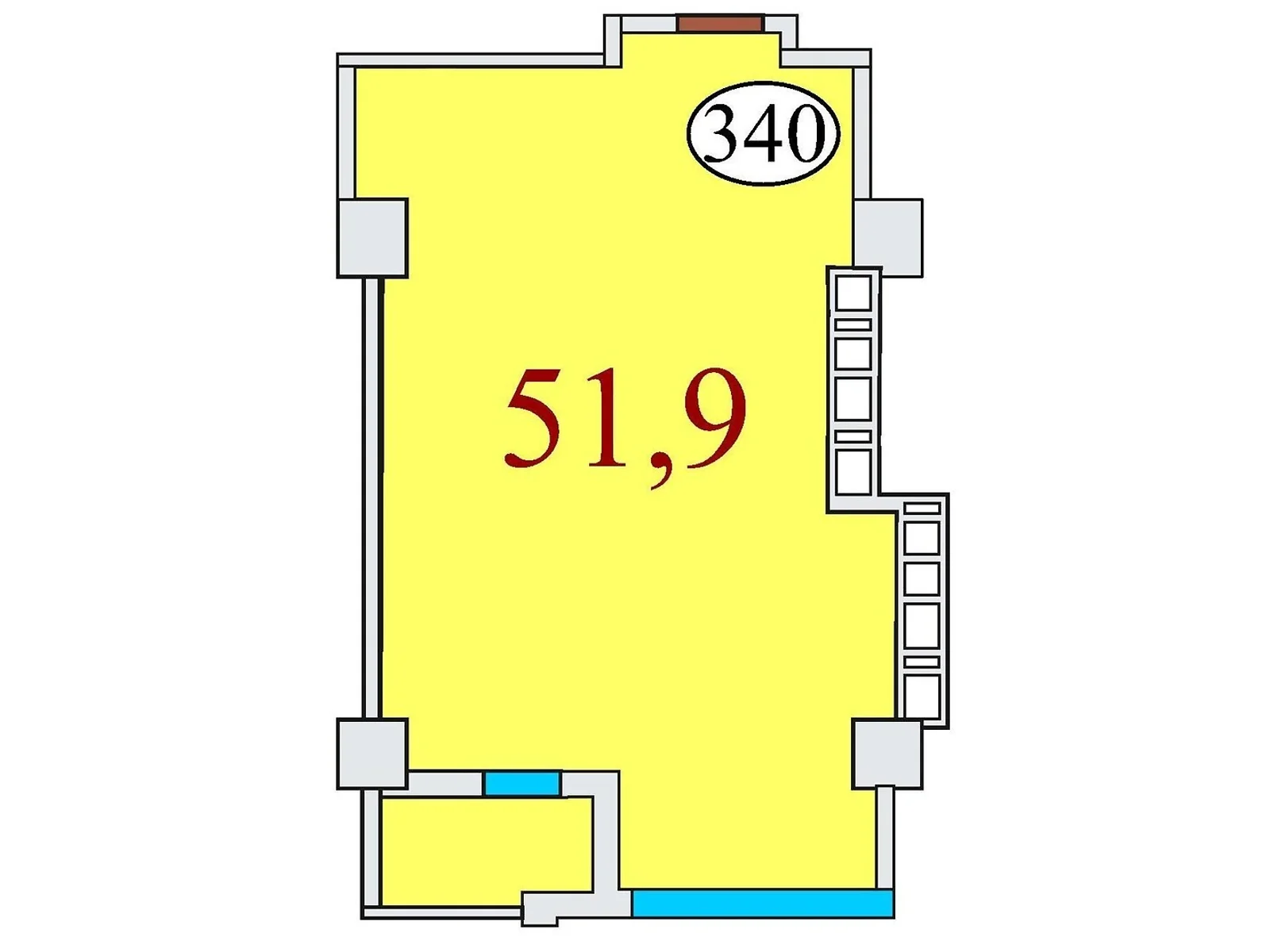 Продается 1-комнатная квартира 51.9 кв. м в Днепре, ул. Айдаривська, 15