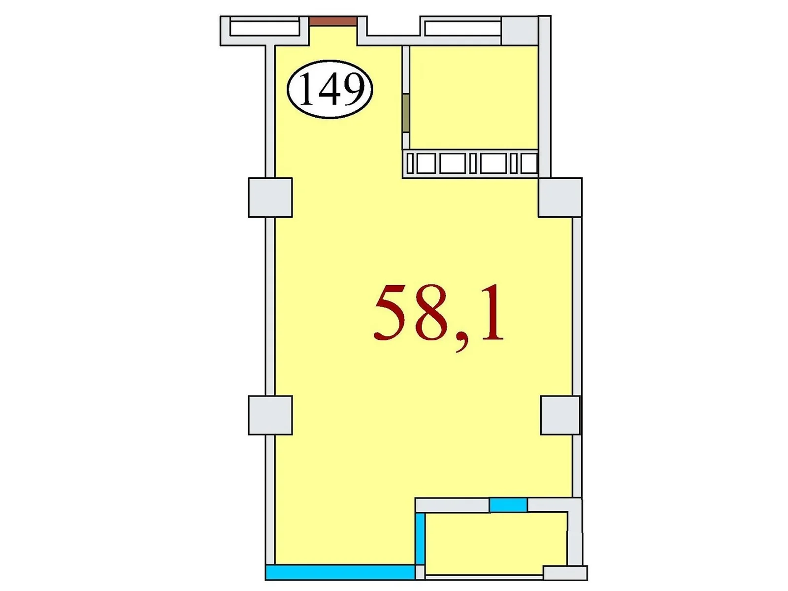 Продається 1-кімнатна квартира 58.3 кв. м у Дніпрі, вул. Айдарівська, 15