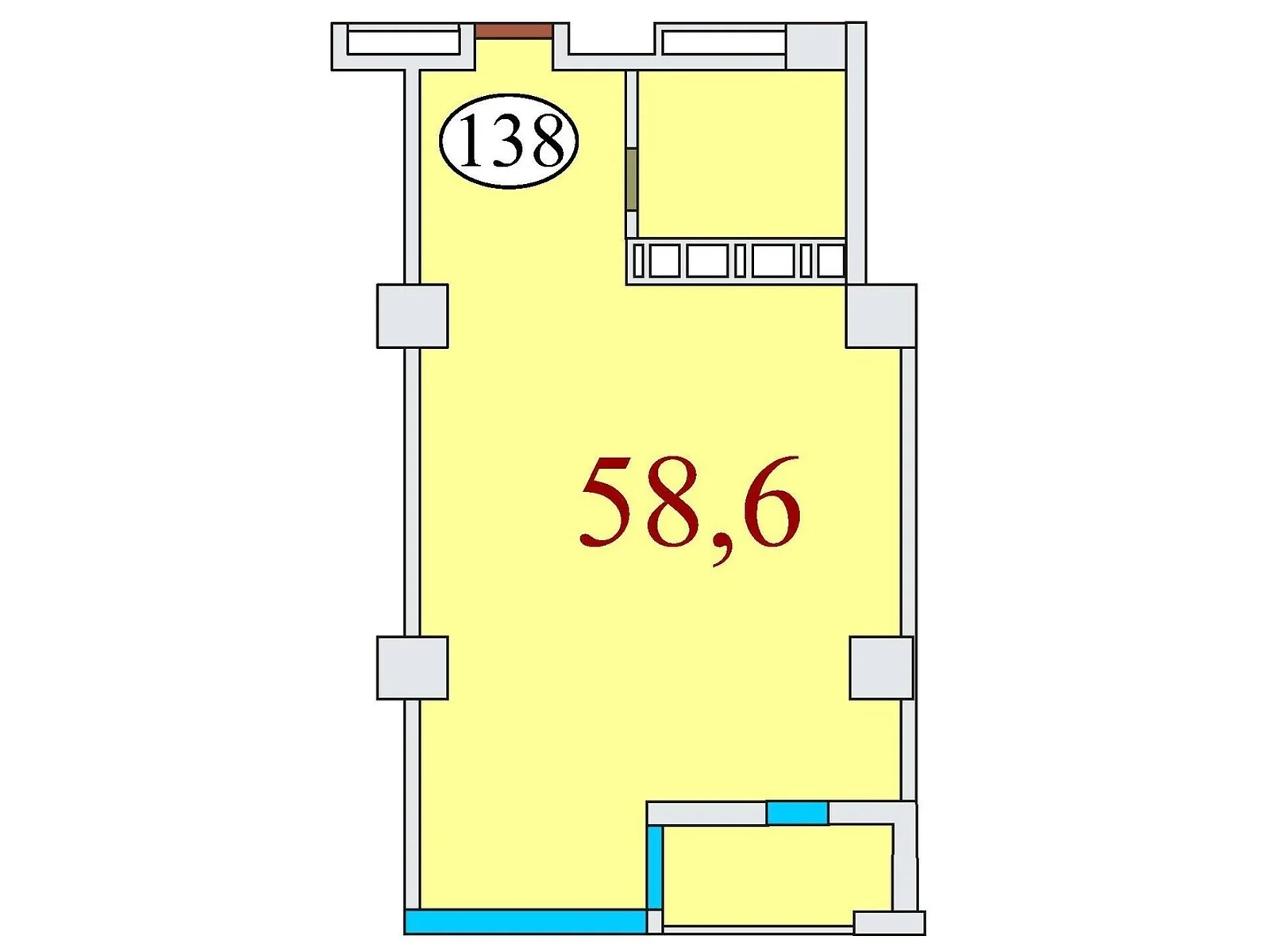 Продается 1-комнатная квартира 58.6 кв. м в Днепре, ул. Айдаривська, 15