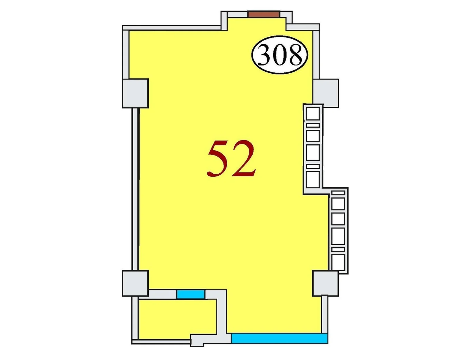 Продається 1-кімнатна квартира 52 кв. м у Дніпрі, цена: 58240 $