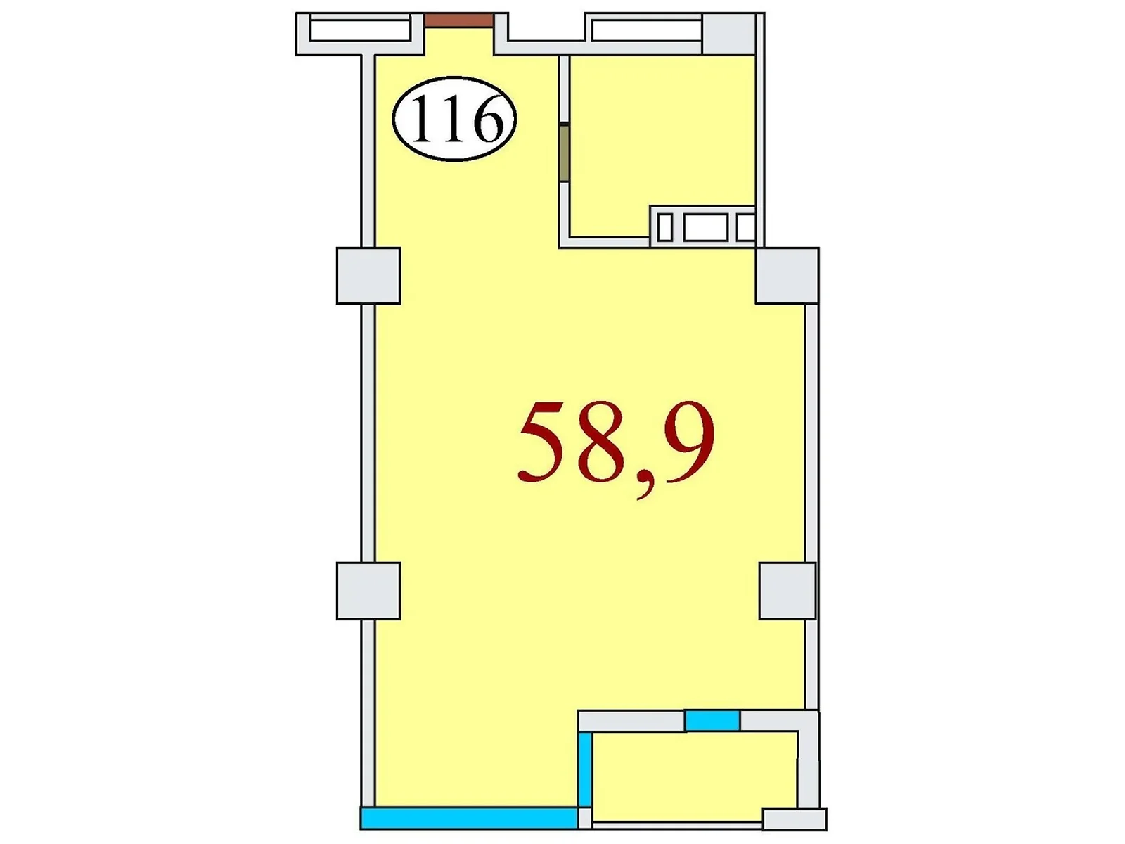 Продается 1-комнатная квартира 58.9 кв. м в Днепре, ул. Айдаривська, 15