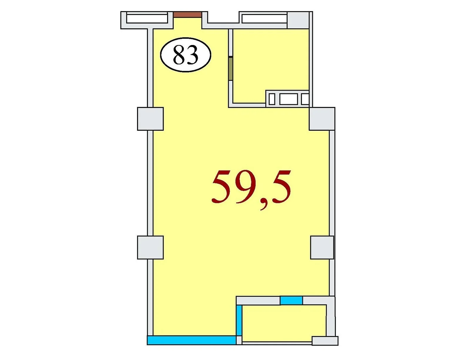 Продается 1-комнатная квартира 59.5 кв. м в Днепре, ул. Айдаривська, 15