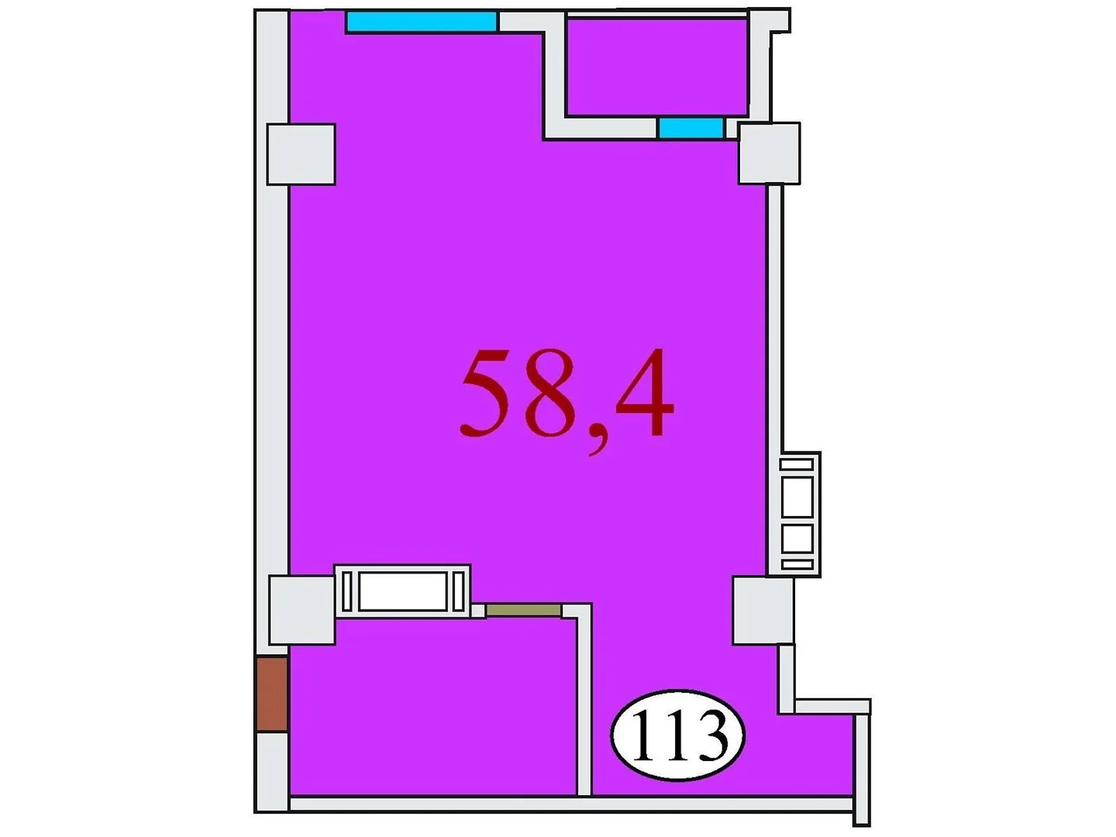 Продается 1-комнатная квартира 58.4 кв. м в Днепре, ул. Айдаривська, 15