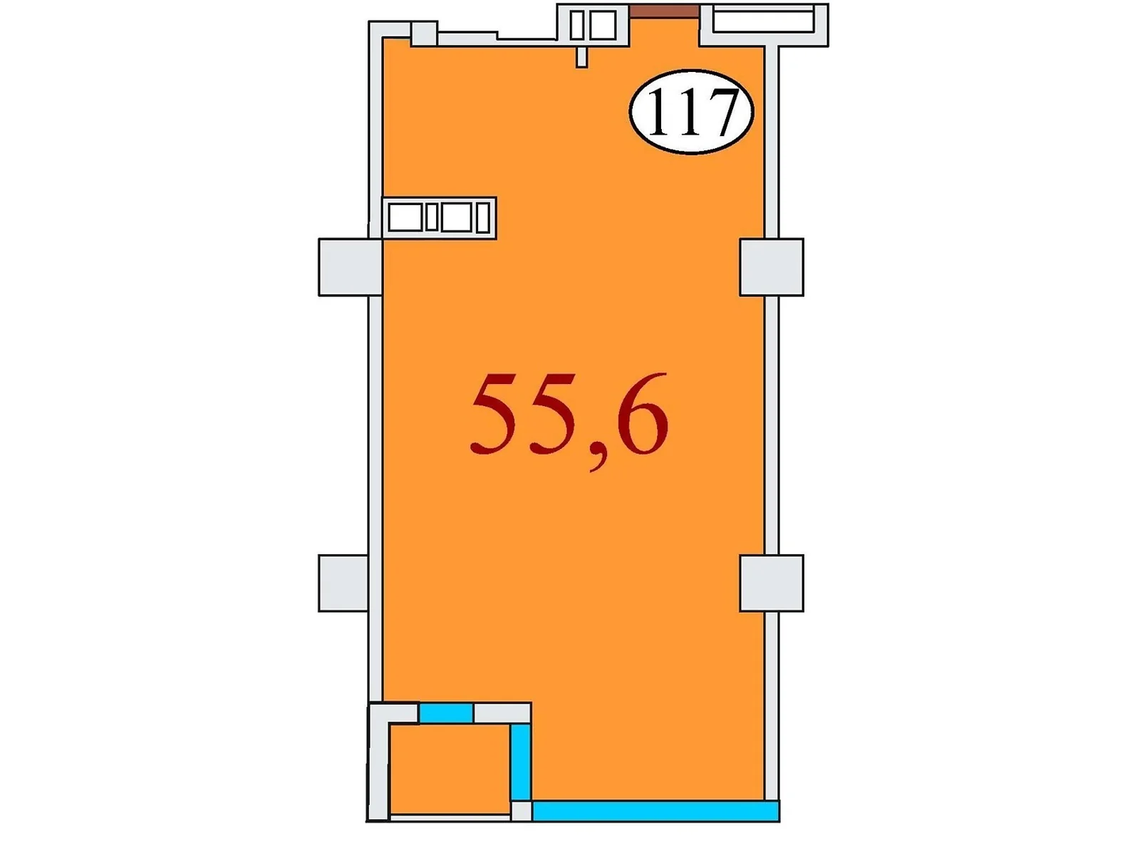 Продается 1-комнатная квартира 55.7 кв. м в Днепре, ул. Айдаривська, 15