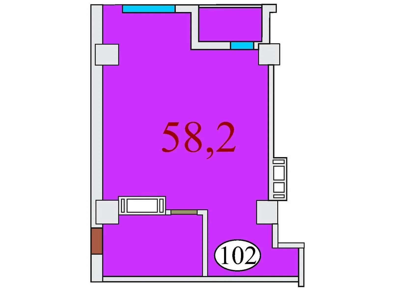 Продається 1-кімнатна квартира 58.2 кв. м у Дніпрі, цена: 65184 $