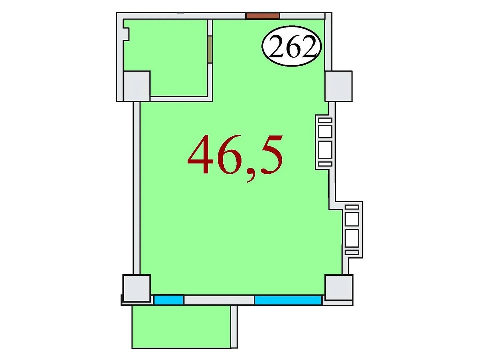 Продається 1-кімнатна квартира 46.5 кв. м у Дніпрі, вул. Айдарівська, 15