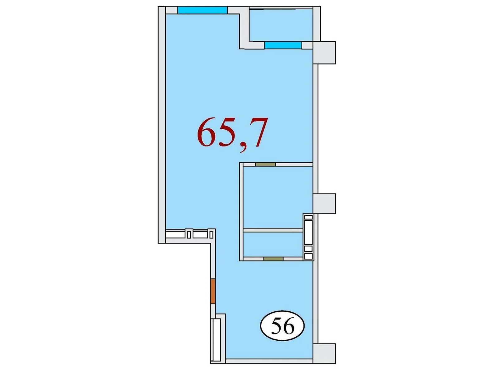 Продается 1-комнатная квартира 65.7 кв. м в Днепре, ул. Айдаривська, 15 - фото 1