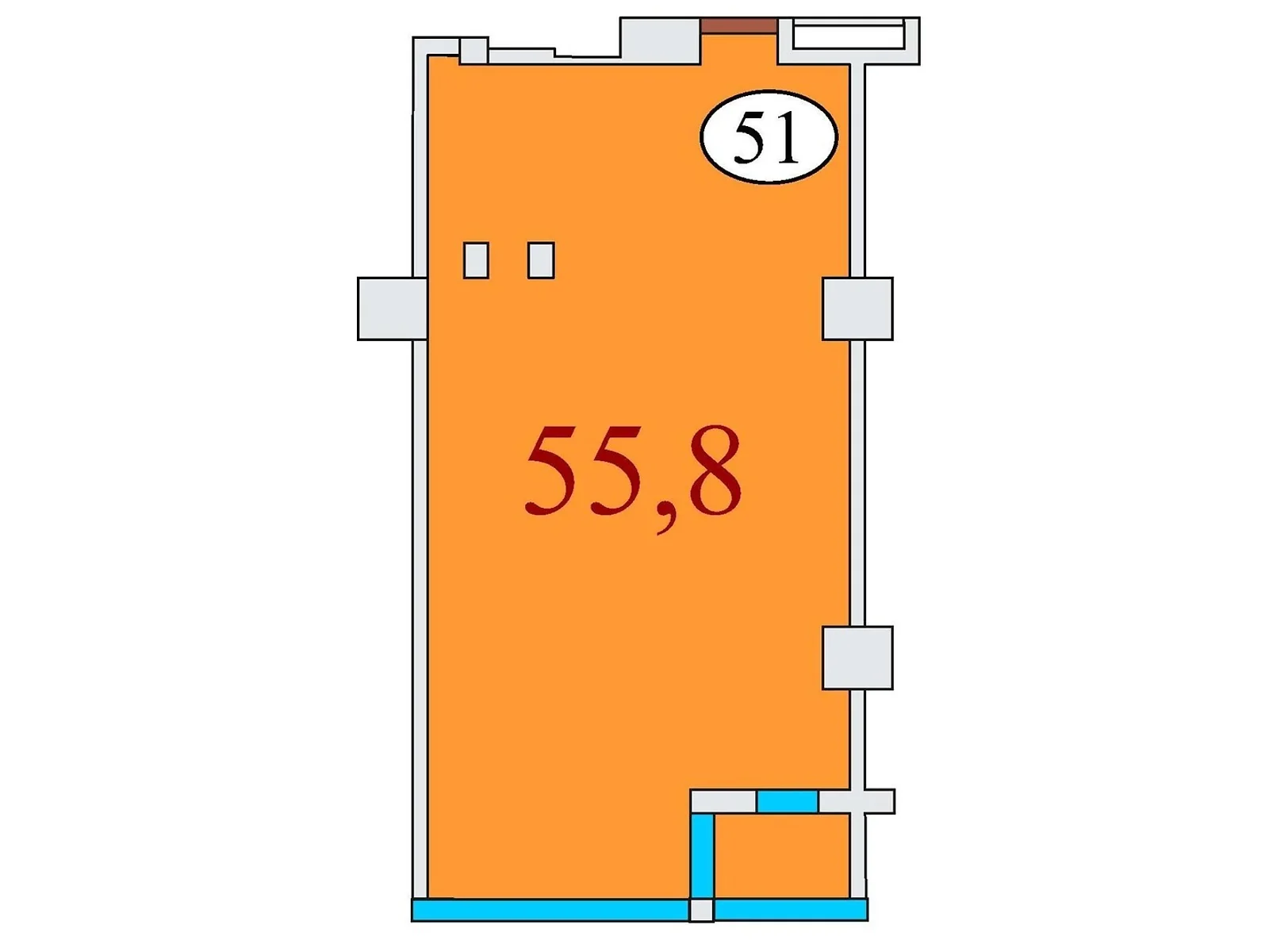 Продається 1-кімнатна квартира 55.8 кв. м у Дніпрі, вул. Айдарівська, 15