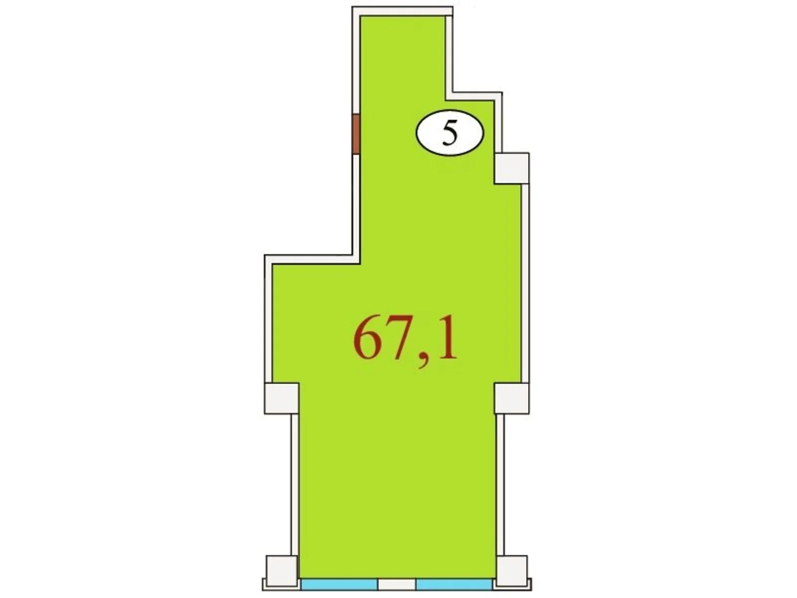 Продается 1-комнатная квартира 67.1 кв. м в Днепре, ул. Айдаривська, 15 - фото 1