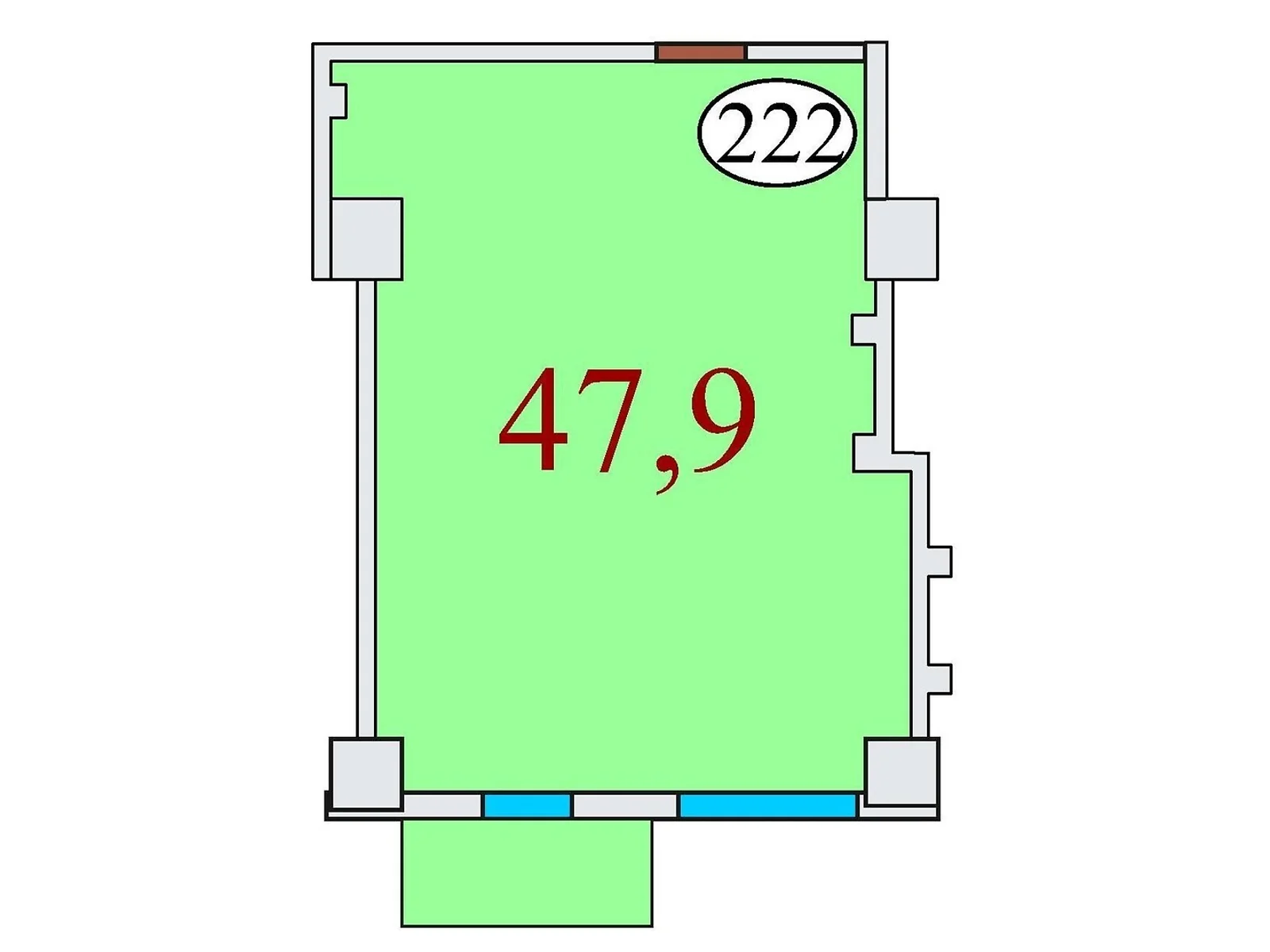 Продається 1-кімнатна квартира 47.9 кв. м у Дніпрі, вул. Айдарівська, 15