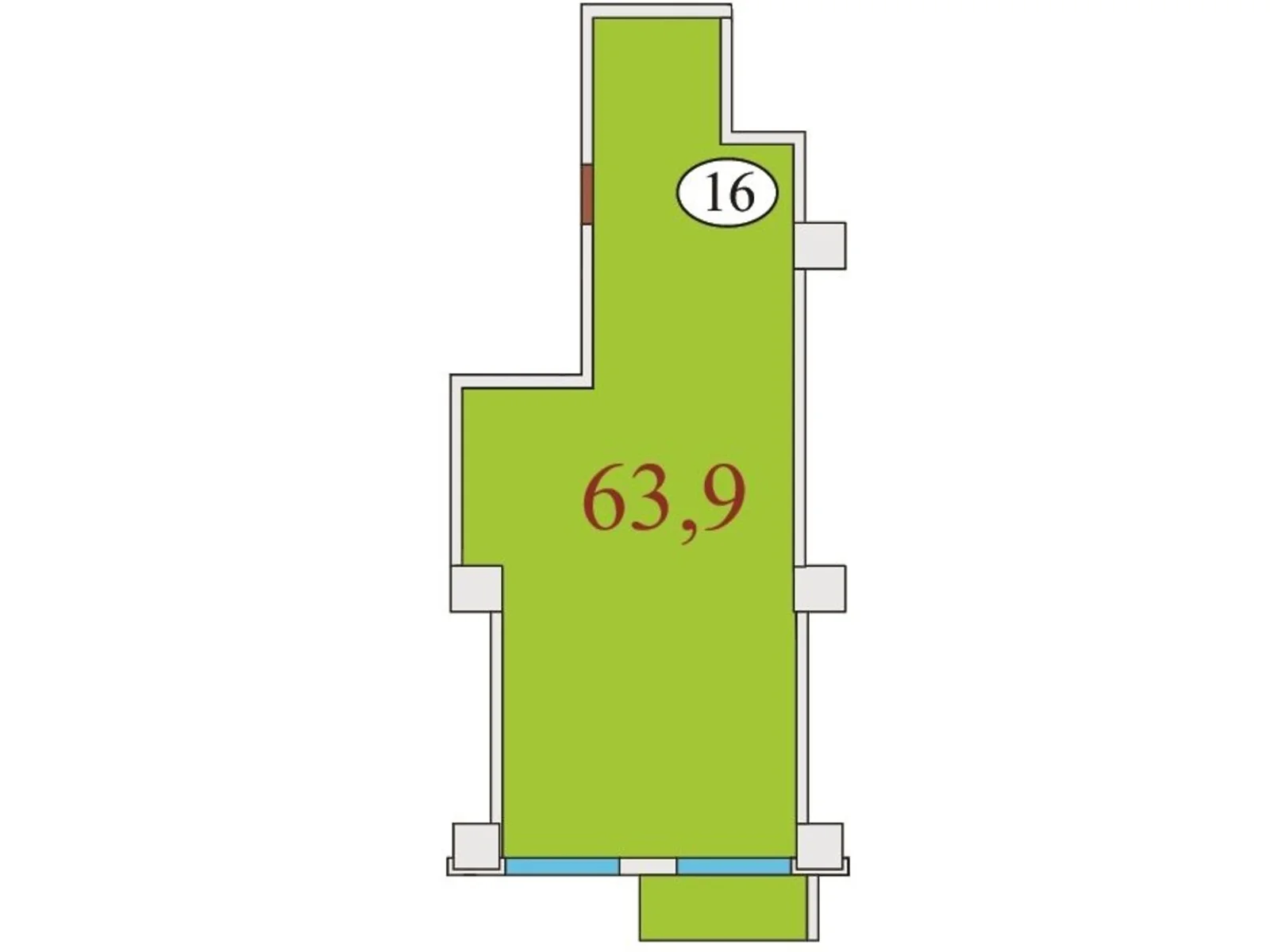 Продается 1-комнатная квартира 63.9 кв. м в Днепре, ул. Айдаривська, 15 - фото 1