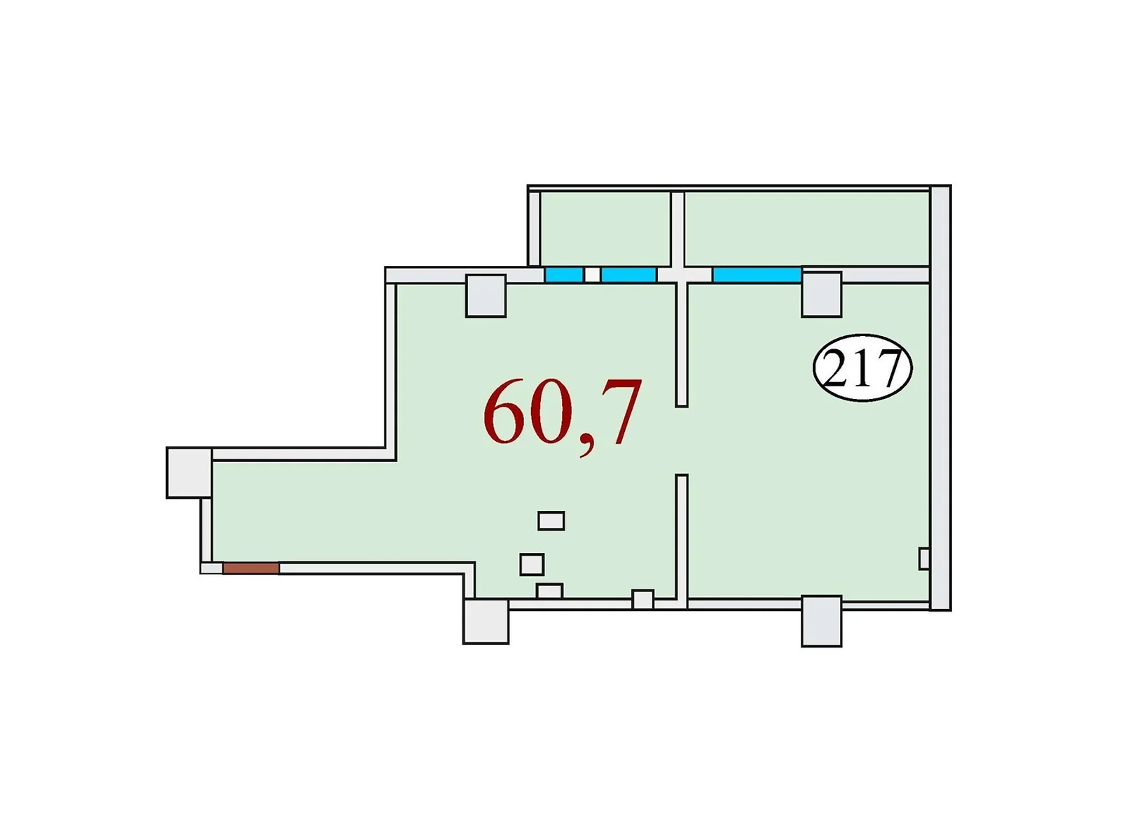 Продается 1-комнатная квартира 60.7 кв. м в Днепре, ул. Айдаривська, 15